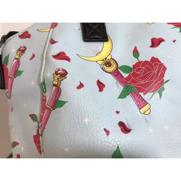 RARE! Loungefly Sailor Moon Purse Crossbody & Satchel Gadgets & Roses Print READ - Picture 4 of 16